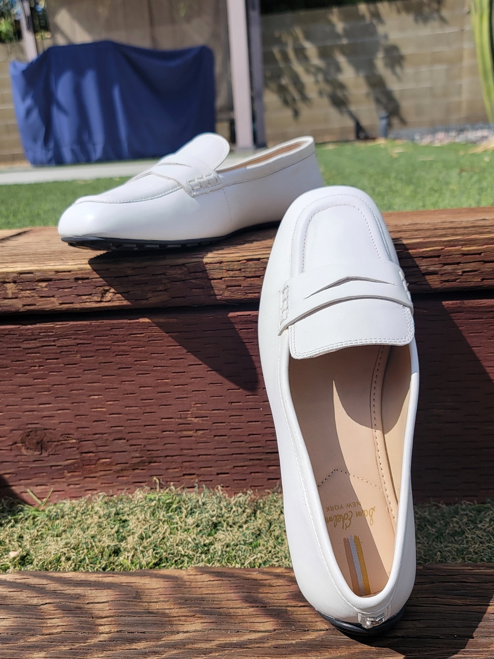 Sam Edelman "Tucker" White Leather Penny Driver Loafers Women's 8.5